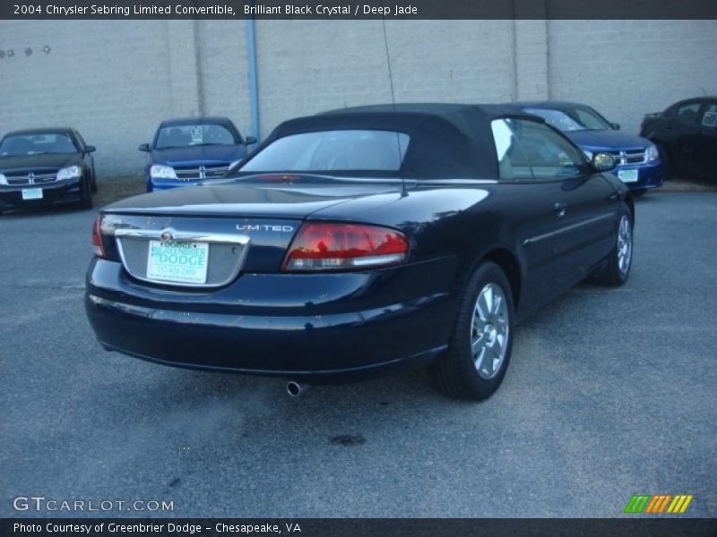 Brilliant Black Crystal / Deep Jade 2004 Chrysler Sebring Limited Convertible