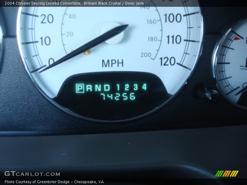 Brilliant Black Crystal / Deep Jade 2004 Chrysler Sebring Limited Convertible