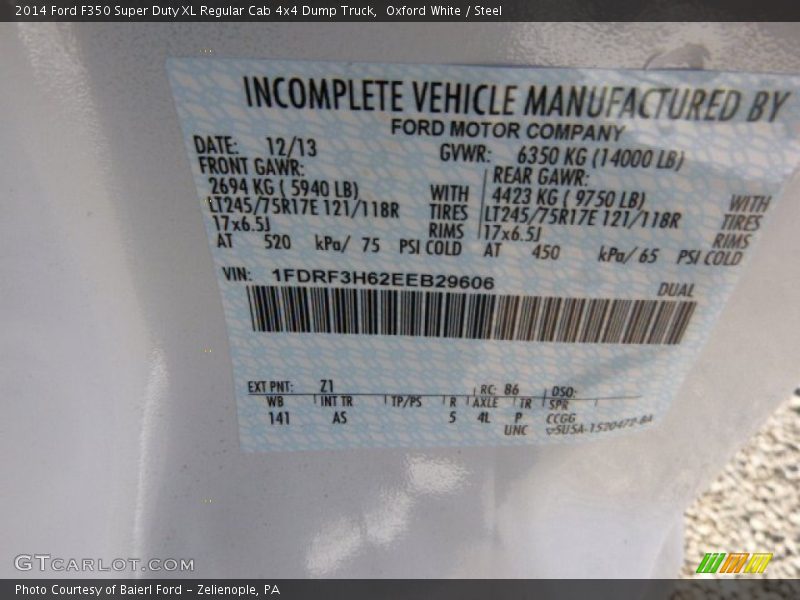 Oxford White / Steel 2014 Ford F350 Super Duty XL Regular Cab 4x4 Dump Truck