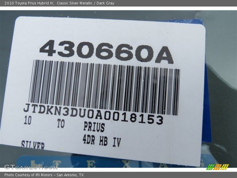Classic Silver Metallic / Dark Gray 2010 Toyota Prius Hybrid IV