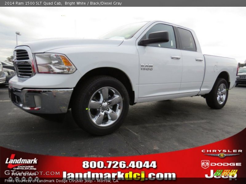 Bright White / Black/Diesel Gray 2014 Ram 1500 SLT Quad Cab