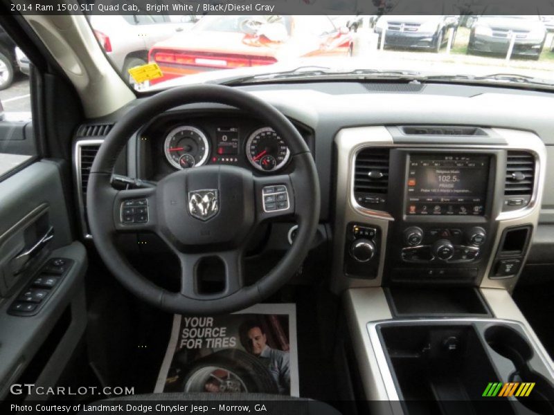 Bright White / Black/Diesel Gray 2014 Ram 1500 SLT Quad Cab