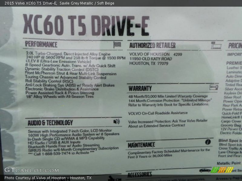 Savile Grey Metallic / Soft Beige 2015 Volvo XC60 T5 Drive-E