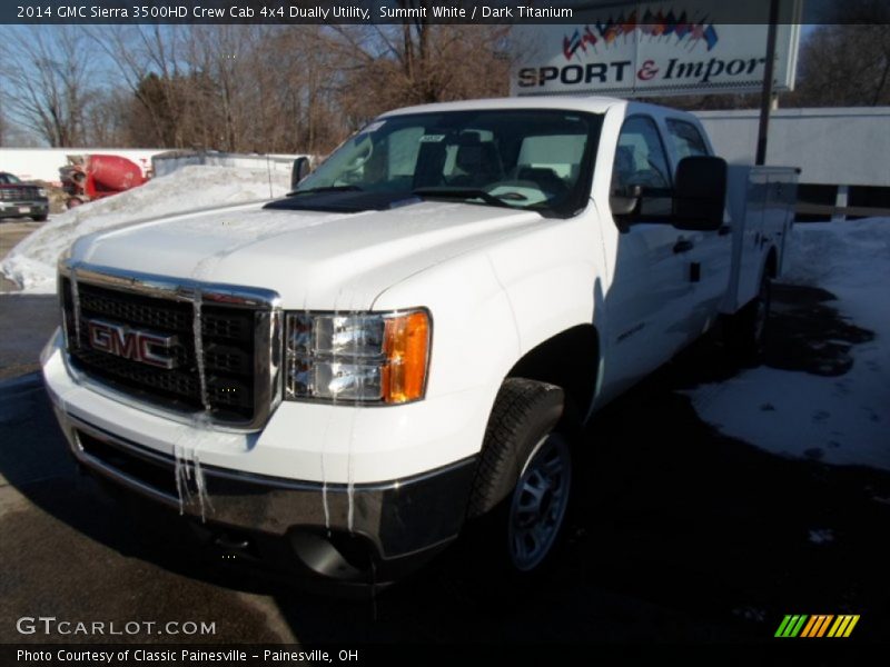 Summit White / Dark Titanium 2014 GMC Sierra 3500HD Crew Cab 4x4 Dually Utility