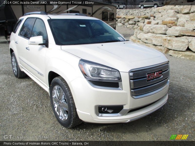 White Diamond Tricoat / Ebony 2014 GMC Acadia Denali AWD