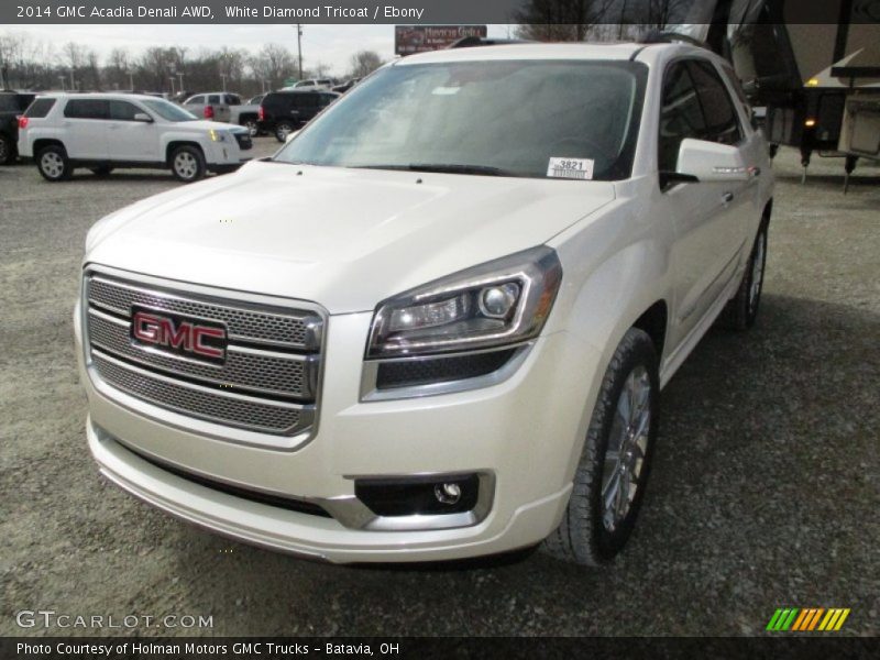 White Diamond Tricoat / Ebony 2014 GMC Acadia Denali AWD