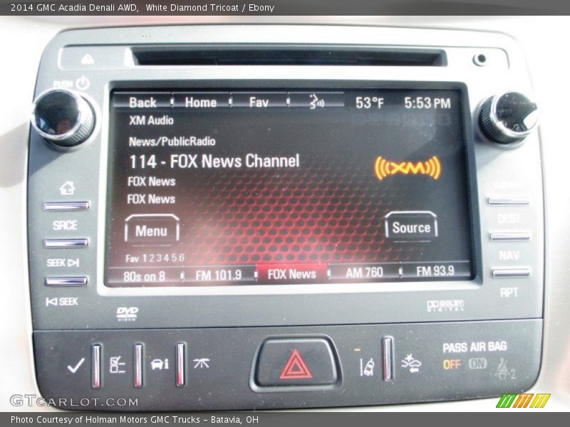 White Diamond Tricoat / Ebony 2014 GMC Acadia Denali AWD