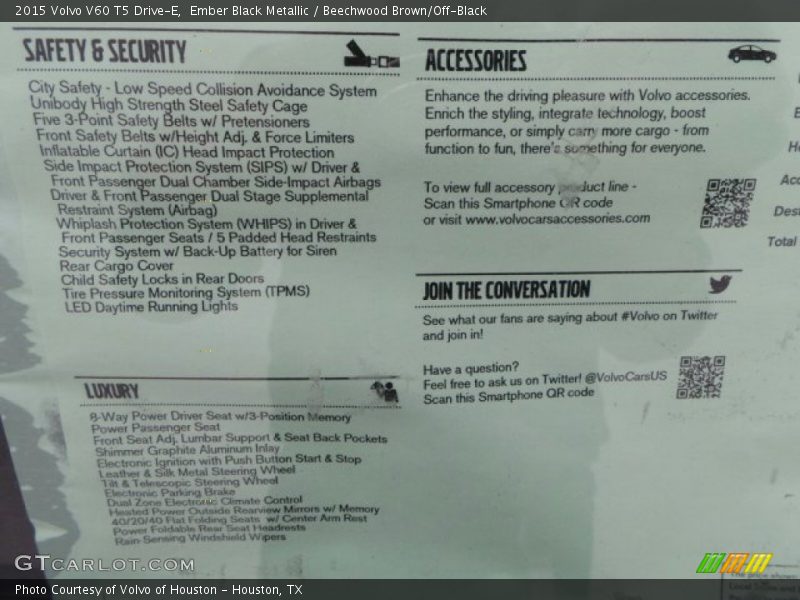 Ember Black Metallic / Beechwood Brown/Off-Black 2015 Volvo V60 T5 Drive-E