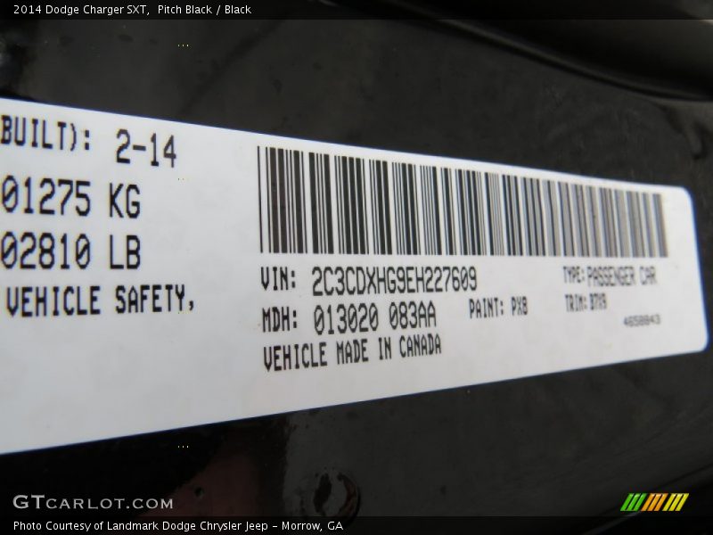 Pitch Black / Black 2014 Dodge Charger SXT