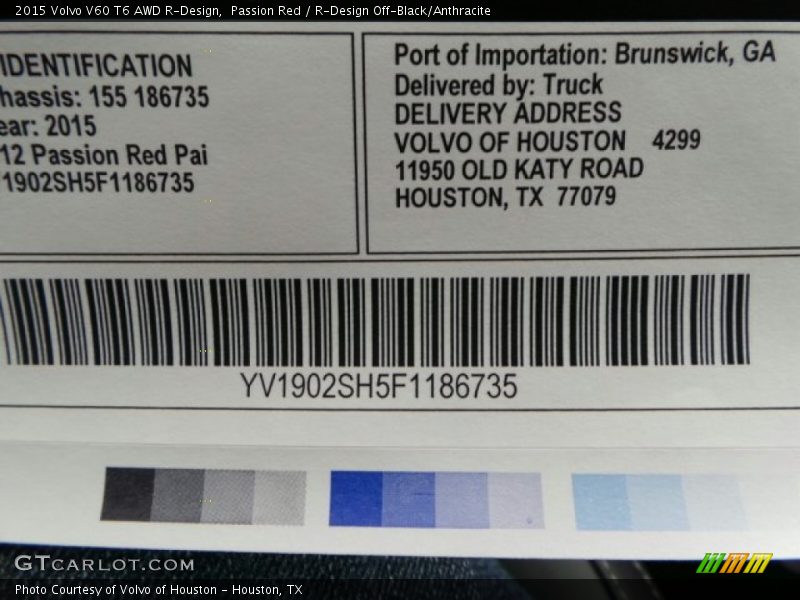  2015 V60 T6 AWD R-Design Window Sticker