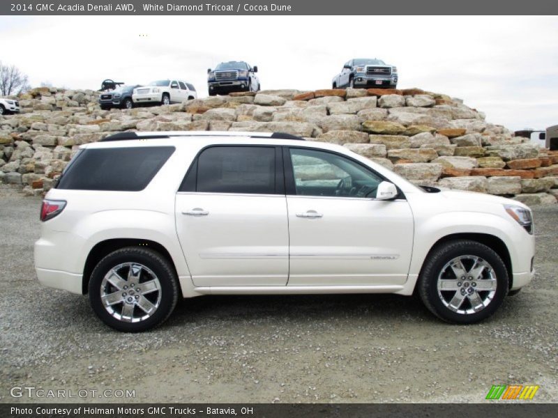 White Diamond Tricoat / Cocoa Dune 2014 GMC Acadia Denali AWD