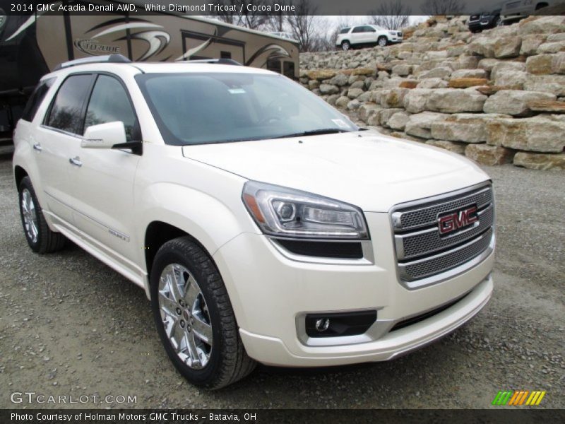 White Diamond Tricoat / Cocoa Dune 2014 GMC Acadia Denali AWD