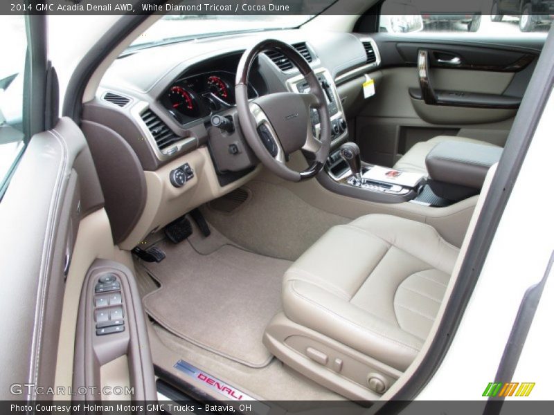 White Diamond Tricoat / Cocoa Dune 2014 GMC Acadia Denali AWD