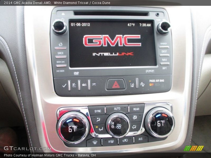 White Diamond Tricoat / Cocoa Dune 2014 GMC Acadia Denali AWD