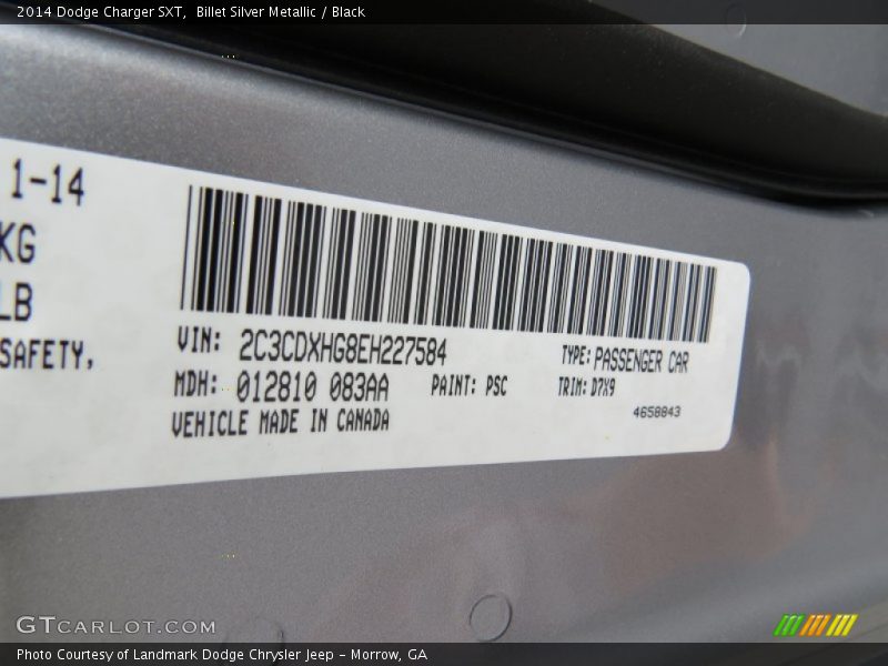 Billet Silver Metallic / Black 2014 Dodge Charger SXT