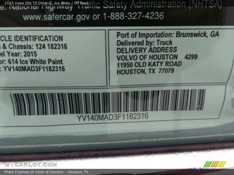  2015 S80 T5 Drive-E Window Sticker