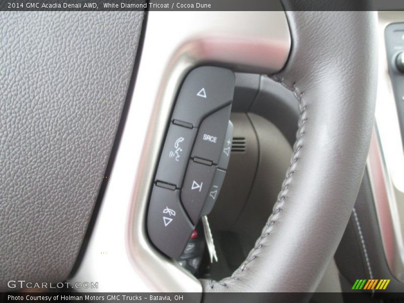 White Diamond Tricoat / Cocoa Dune 2014 GMC Acadia Denali AWD