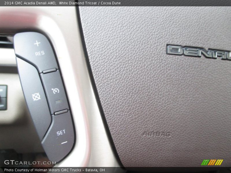White Diamond Tricoat / Cocoa Dune 2014 GMC Acadia Denali AWD