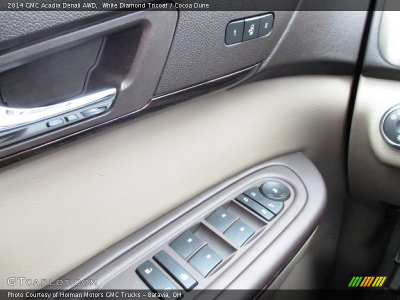 White Diamond Tricoat / Cocoa Dune 2014 GMC Acadia Denali AWD