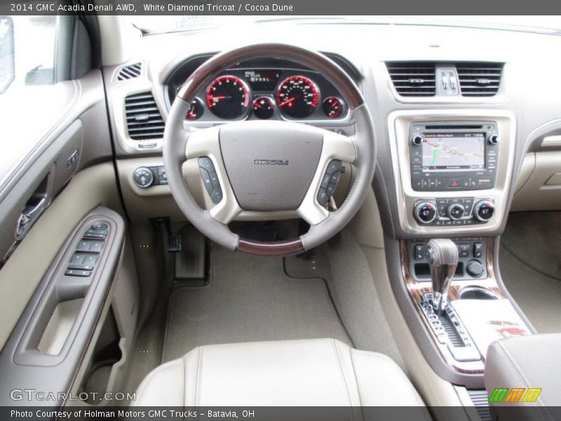 White Diamond Tricoat / Cocoa Dune 2014 GMC Acadia Denali AWD