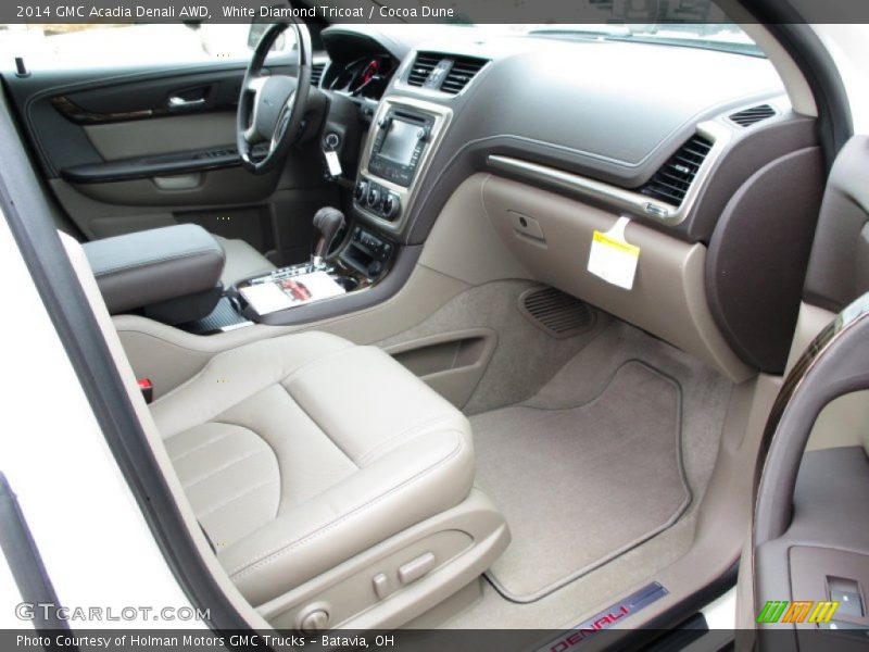 White Diamond Tricoat / Cocoa Dune 2014 GMC Acadia Denali AWD