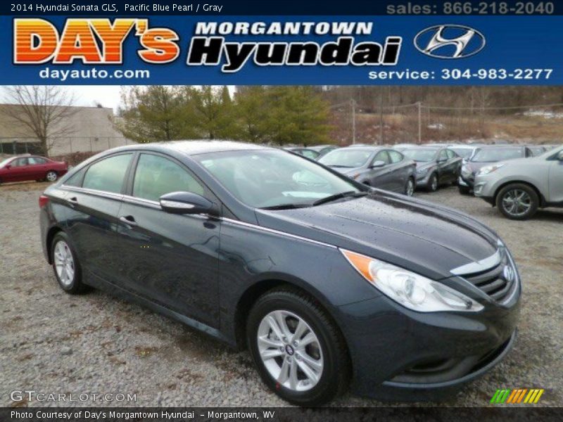 Pacific Blue Pearl / Gray 2014 Hyundai Sonata GLS