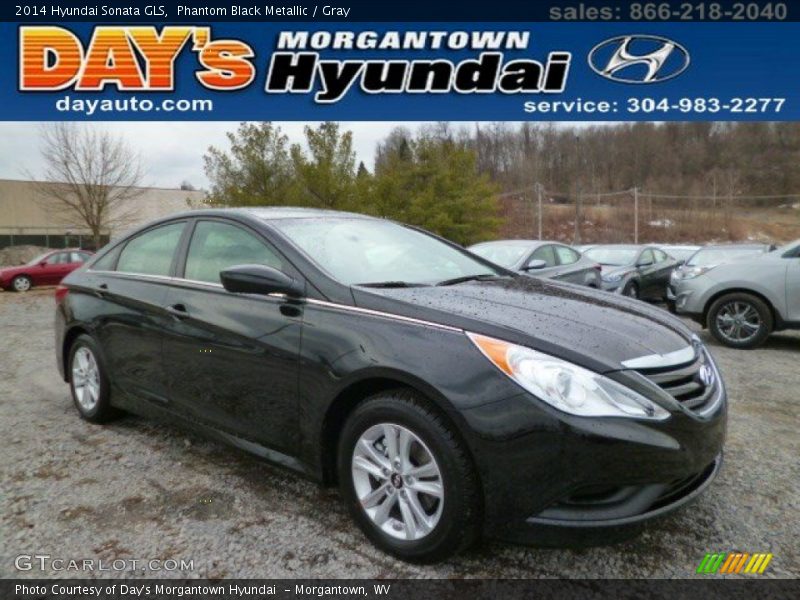 Phantom Black Metallic / Gray 2014 Hyundai Sonata GLS