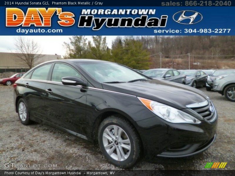Phantom Black Metallic / Gray 2014 Hyundai Sonata GLS