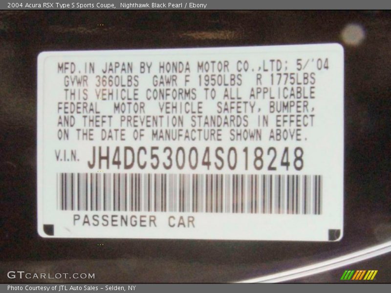 Nighthawk Black Pearl / Ebony 2004 Acura RSX Type S Sports Coupe
