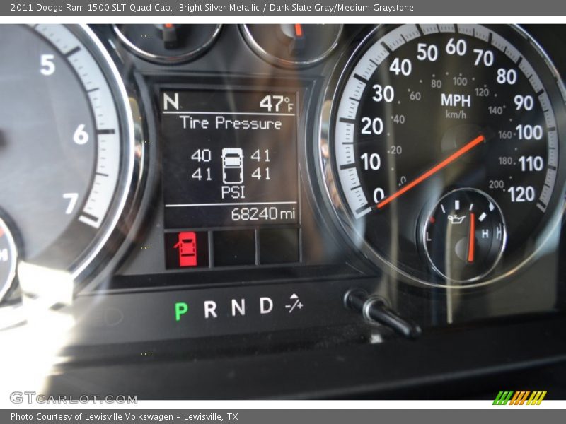 Bright Silver Metallic / Dark Slate Gray/Medium Graystone 2011 Dodge Ram 1500 SLT Quad Cab