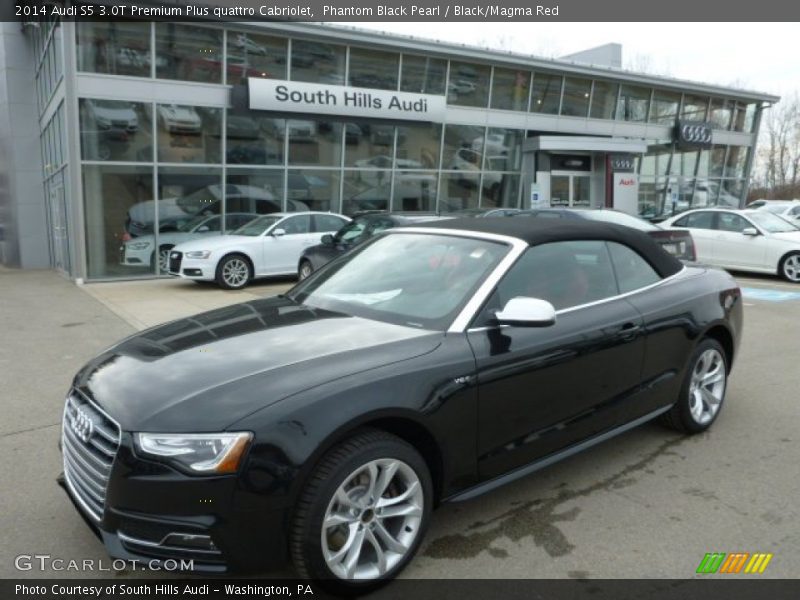 Phantom Black Pearl / Black/Magma Red 2014 Audi S5 3.0T Premium Plus quattro Cabriolet