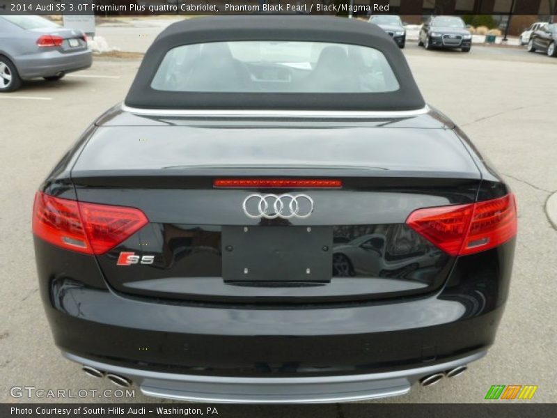 Phantom Black Pearl / Black/Magma Red 2014 Audi S5 3.0T Premium Plus quattro Cabriolet