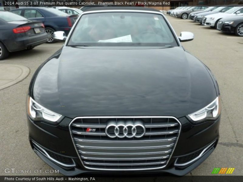 Phantom Black Pearl / Black/Magma Red 2014 Audi S5 3.0T Premium Plus quattro Cabriolet