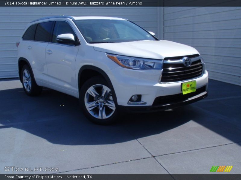 Blizzard White Pearl / Almond 2014 Toyota Highlander Limited Platinum AWD
