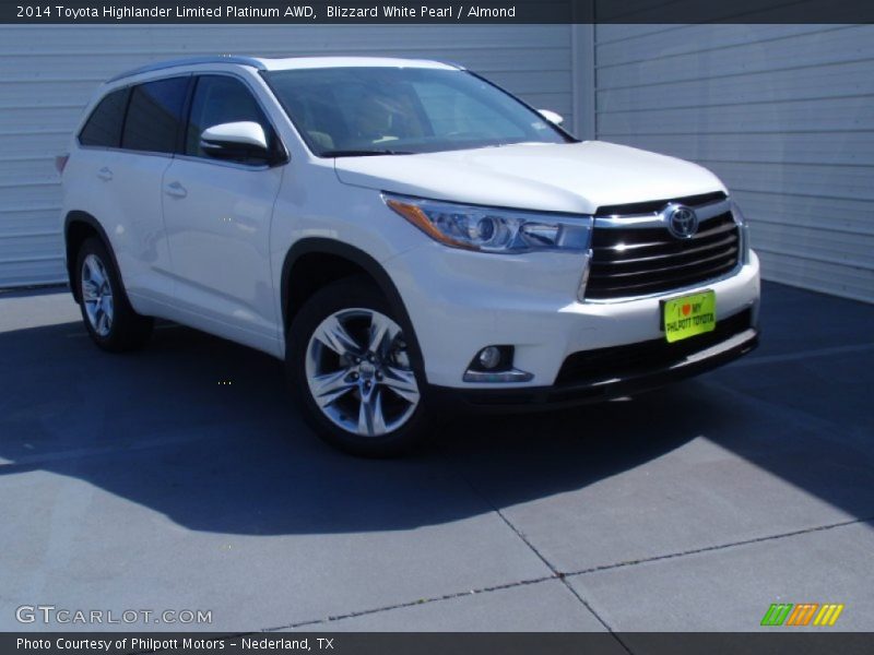 Blizzard White Pearl / Almond 2014 Toyota Highlander Limited Platinum AWD