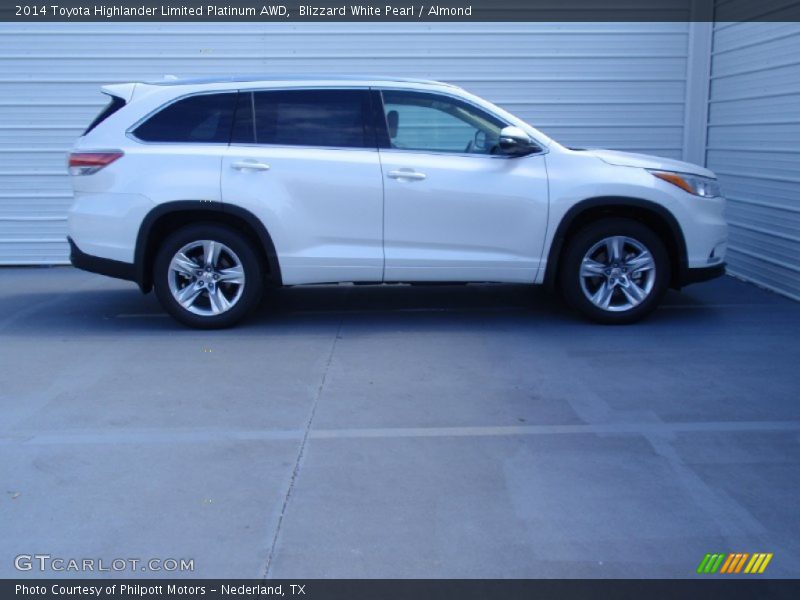 Blizzard White Pearl / Almond 2014 Toyota Highlander Limited Platinum AWD