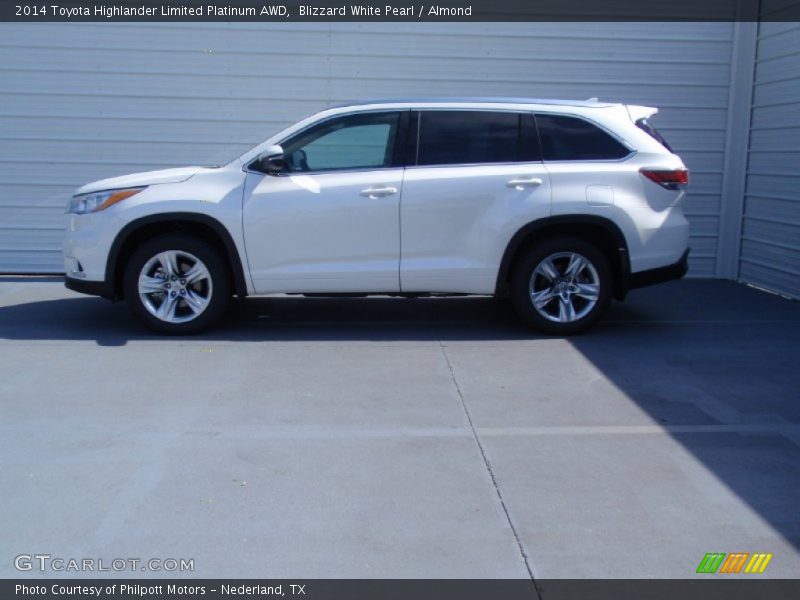 Blizzard White Pearl / Almond 2014 Toyota Highlander Limited Platinum AWD