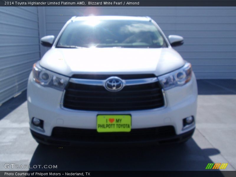 Blizzard White Pearl / Almond 2014 Toyota Highlander Limited Platinum AWD