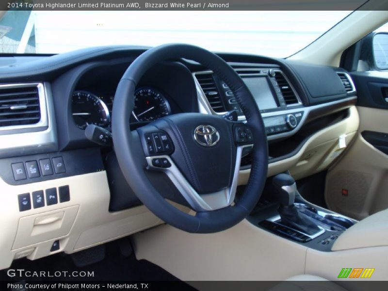 Blizzard White Pearl / Almond 2014 Toyota Highlander Limited Platinum AWD