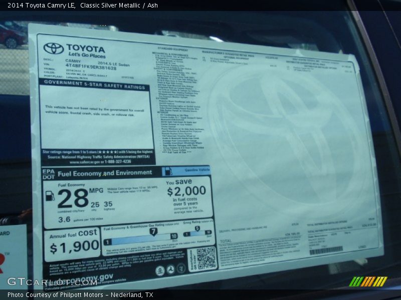 Classic Silver Metallic / Ash 2014 Toyota Camry LE