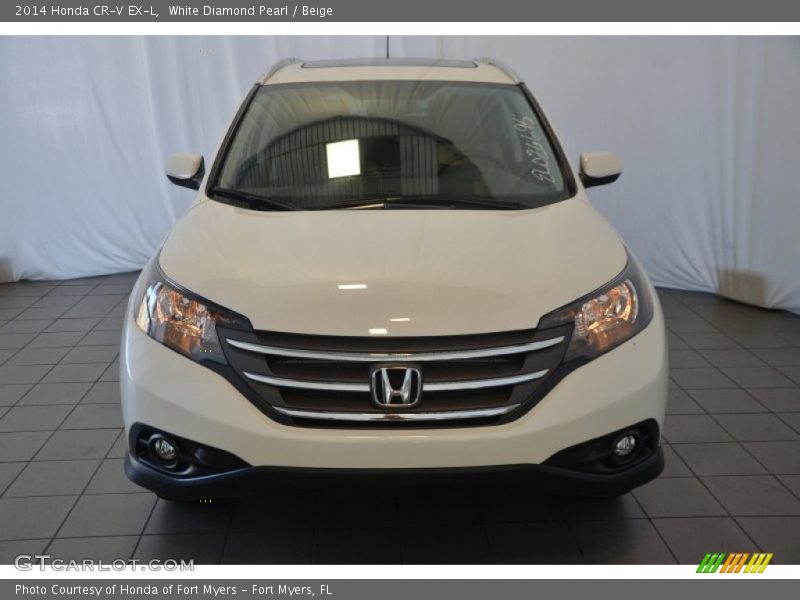 White Diamond Pearl / Beige 2014 Honda CR-V EX-L