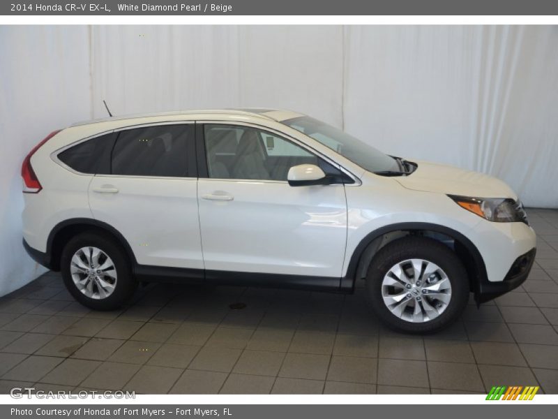 White Diamond Pearl / Beige 2014 Honda CR-V EX-L