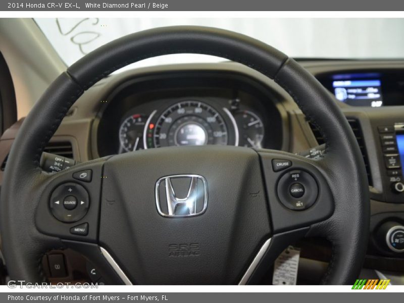 White Diamond Pearl / Beige 2014 Honda CR-V EX-L