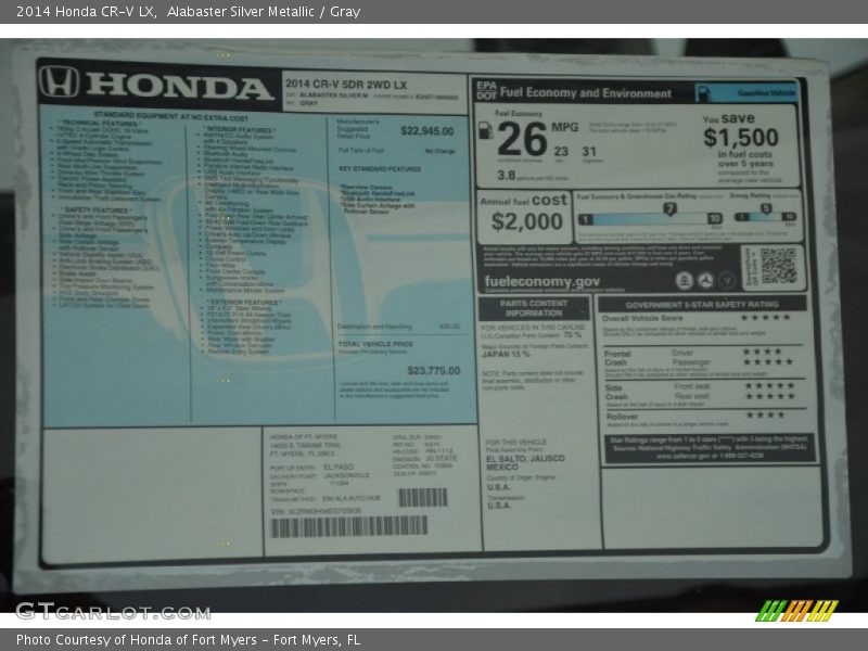 Alabaster Silver Metallic / Gray 2014 Honda CR-V LX