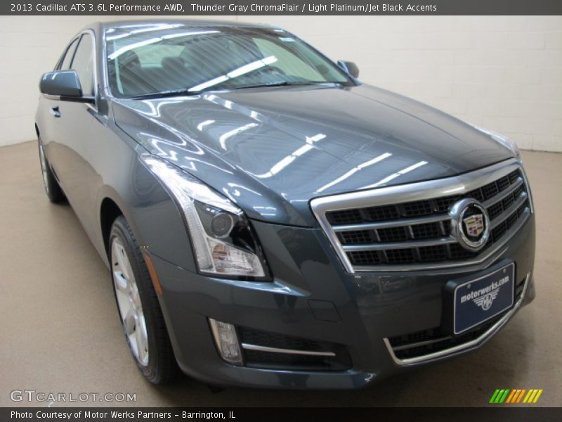 Thunder Gray ChromaFlair / Light Platinum/Jet Black Accents 2013 Cadillac ATS 3.6L Performance AWD