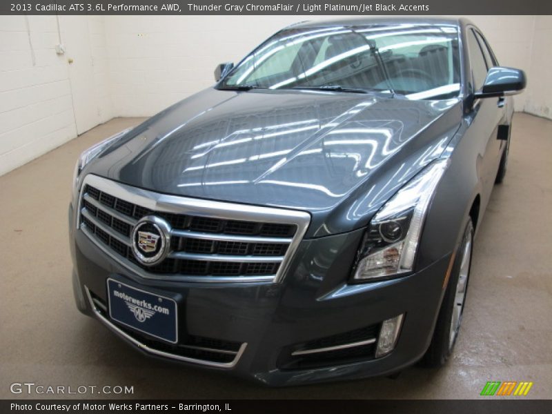 Thunder Gray ChromaFlair / Light Platinum/Jet Black Accents 2013 Cadillac ATS 3.6L Performance AWD