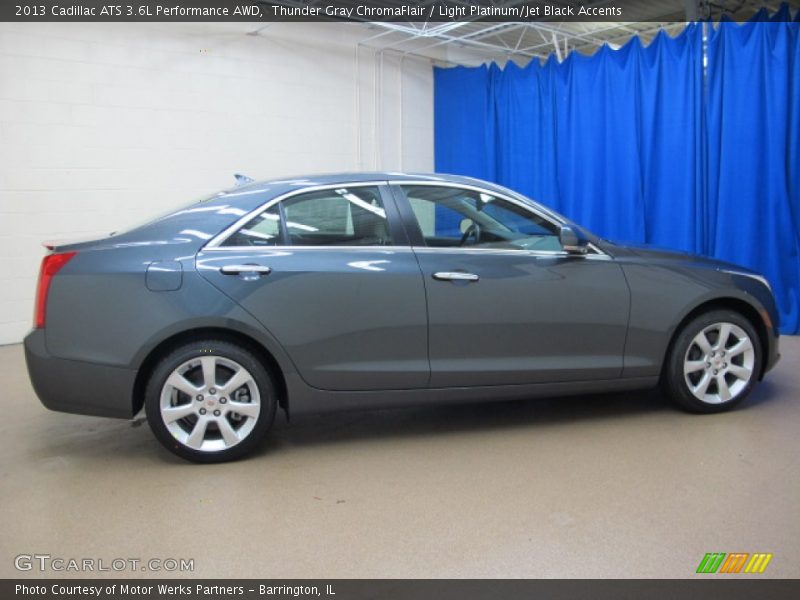 Thunder Gray ChromaFlair / Light Platinum/Jet Black Accents 2013 Cadillac ATS 3.6L Performance AWD