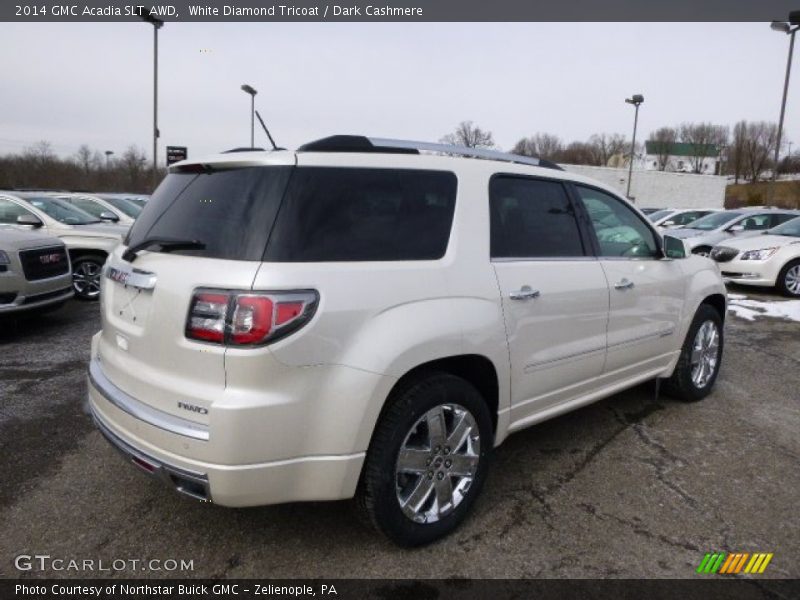 White Diamond Tricoat / Dark Cashmere 2014 GMC Acadia SLT AWD