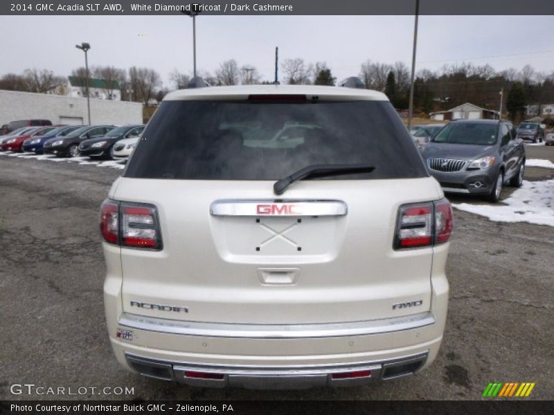 White Diamond Tricoat / Dark Cashmere 2014 GMC Acadia SLT AWD