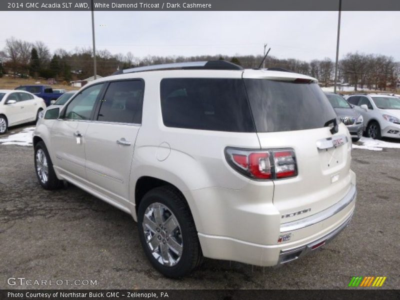 White Diamond Tricoat / Dark Cashmere 2014 GMC Acadia SLT AWD